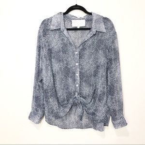 Rory Beca Poly Georgette Sheer Button Down Blouse